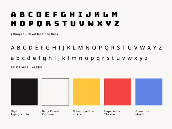 Eckplatz – Design System mit Typografie Bungee und Noto Sans sowie Farbpalette