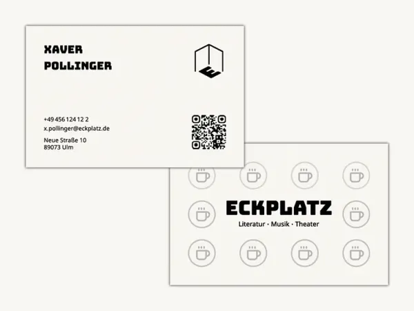 Eckplatz – Visitenkarte und Postkarte mit Corporate Design